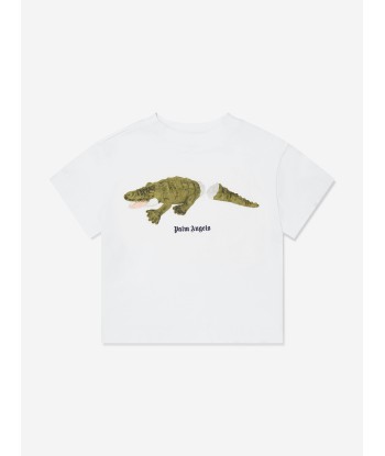 Palm Angels Boys Croco T-Shirt in White Comparez plus de prix