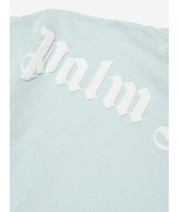 Palm Angels Boys Classic Overlogo T-Shirt in Blue Véritable concentré