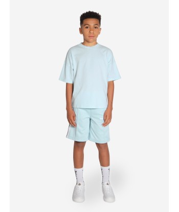 Palm Angels Boys Classic Overlogo T-Shirt in Blue Véritable concentré