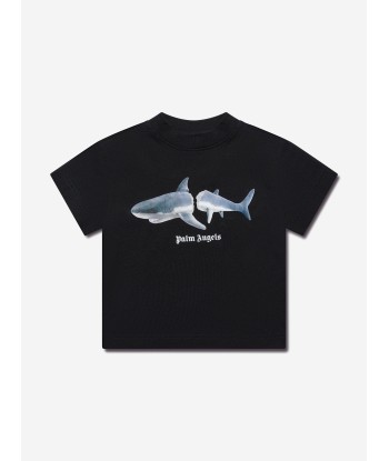 Palm Angels Boys Shark T-Shirt in Black Véritable concentré