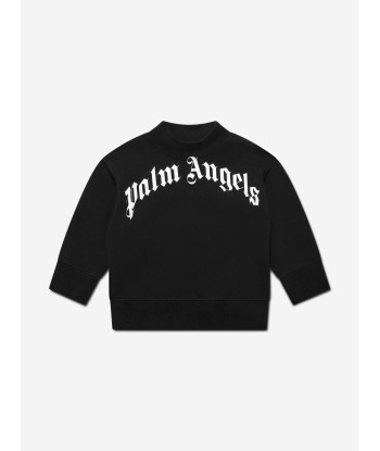 Palm Angels Boys Classic Curved Logo Sweatshirt in Black la colonne vertébrale