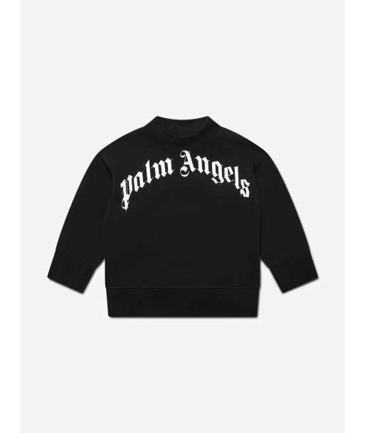 Palm Angels Boys Classic Curved Logo Sweatshirt in Black la colonne vertébrale