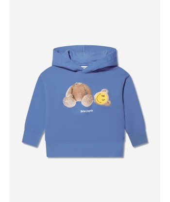 Palm Angels Boys PA Smiley Bear Hoodie in Blue ouvre sa boutique