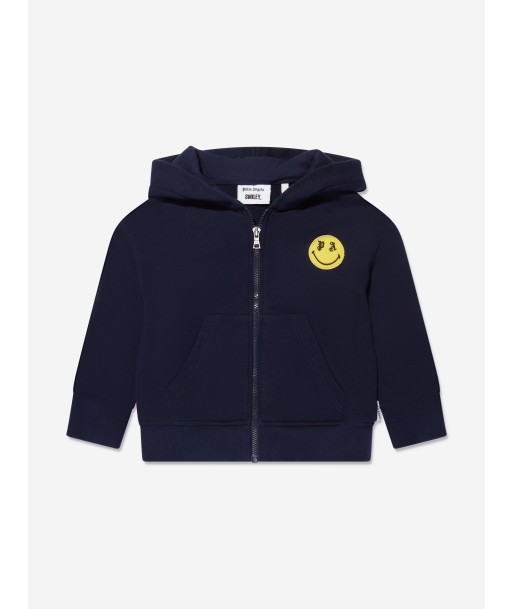 Palm Angels Boys PA Smiley Bear Zip Up Top in Navy plus qu'un jeu 