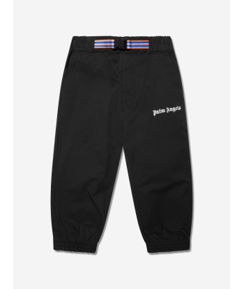 Palm Angels Boys Logo Belt Insert Trousers in Black la livraison gratuite