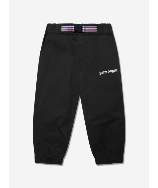 Palm Angels Boys Logo Belt Insert Trousers in Black la livraison gratuite