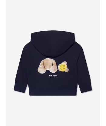 Palm Angels Boys PA Smiley Bear Zip Up Top in Navy plus qu'un jeu 