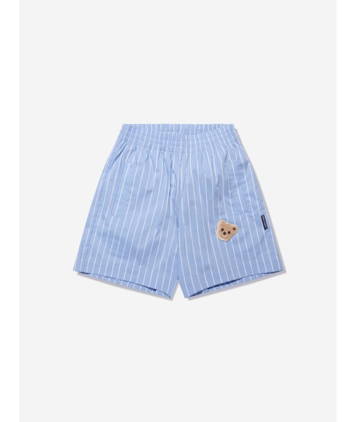 Palm Angels Boys Mini Bear Striped Shorts in Blue prix