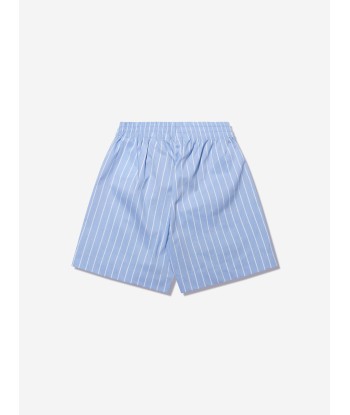 Palm Angels Boys Mini Bear Striped Shorts in Blue prix