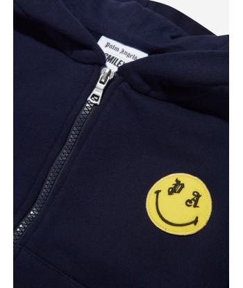 Palm Angels Boys PA Smiley Bear Zip Up Top in Navy plus qu'un jeu 