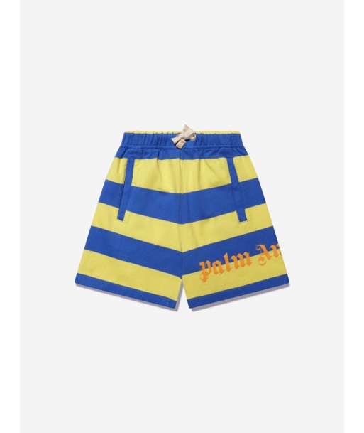 Palm Angels Boys Stripes Overlogo Sweat Shorts in Blue la chaussure