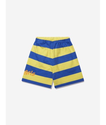 Palm Angels Boys Stripes Overlogo Sweat Shorts in Blue la chaussure