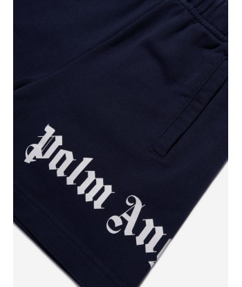 Palm Angels Boys Classic Overlogo Sweat Shorts in Navy français