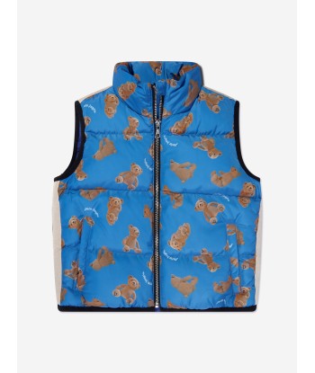 Palm Angels Boys AOP PA Bears Track Gilet in Blue Véritable concentré