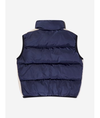 Palm Angels Boys Logo Padded Track Gilet in Navy français