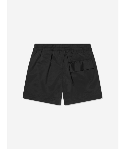 Palm Angels Boys Curved Logo Swim Shorts in Black Les êtres humains sont 