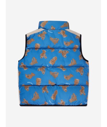 Palm Angels Boys AOP PA Bears Track Gilet in Blue Véritable concentré