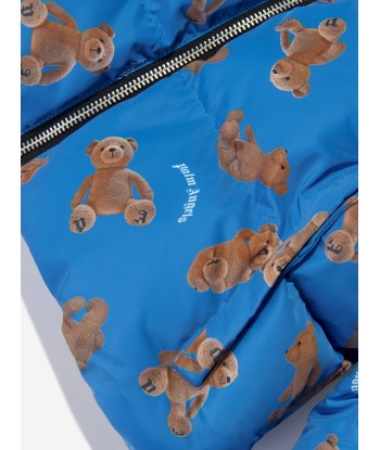 Palm Angels Boys AOP PA Bears Track Puffer Jacket in Blue pas cher chine