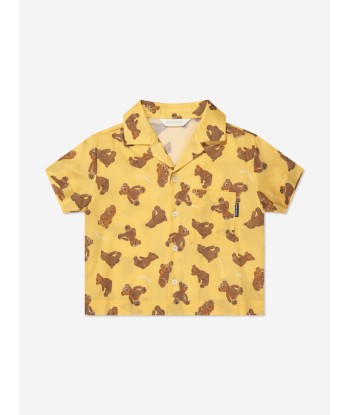 Palm Angels Boys AOP PA Bears Bowling Shirt in Yellow du meilleur 