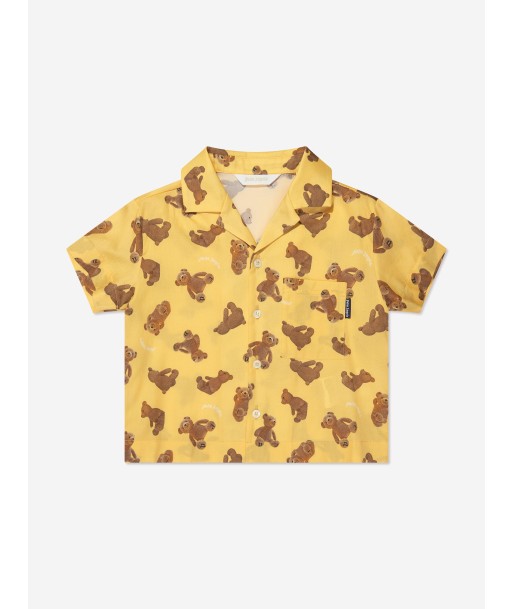 Palm Angels Boys AOP PA Bears Bowling Shirt in Yellow du meilleur 