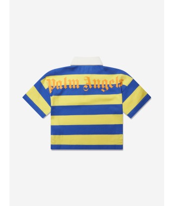 Palm Angels Boys Stripes Overlogo Polo Shirt in Blue du meilleur 