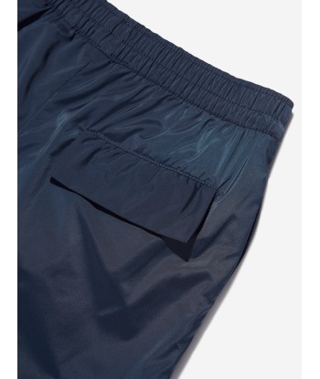 Palm Angels Boys Curved Logo Swim Shorts in Navy Par le système avancé 