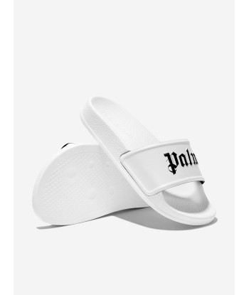 Palm Angels Kids Logo Sliders in White ou a consommer sur place