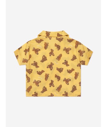 Palm Angels Boys AOP PA Bears Bowling Shirt in Yellow du meilleur 