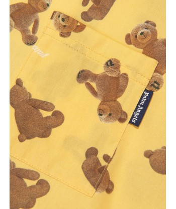 Palm Angels Boys AOP PA Bears Bowling Shirt in Yellow du meilleur 