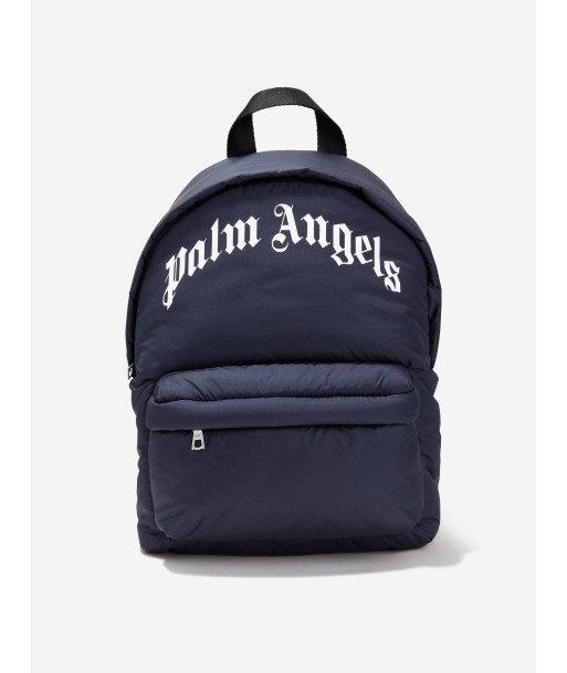 Palm Angels Kids Curved Logo Backpack in Navy france