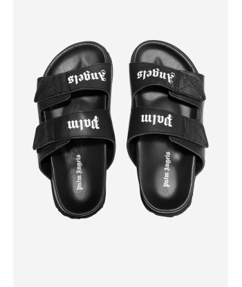 Palm Angels Kids Logo Sandals in Black l'achat 