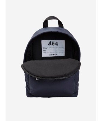 Palm Angels Kids Curved Logo Backpack in Navy france