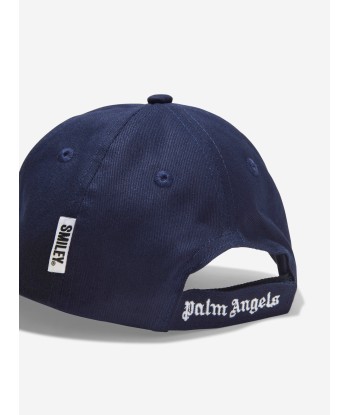 Palm Angels Boys PA Smiley Cap in Navy brillant des détails fins