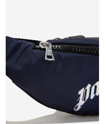 Palm Angels Kids Curved Logo Belt Bag in Navy soldes