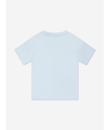 Palm Angels Baby Boys Curved Logo T-Shirt in Blue online