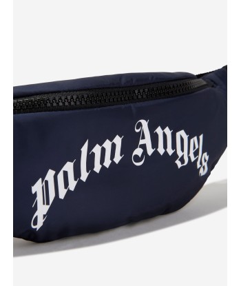 Palm Angels Kids Curved Logo Belt Bag in Navy soldes