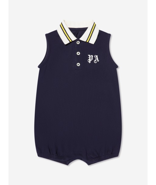 Palm Angels Baby Boys PA Sleeveless Polo Romper in Navy paiement sécurisé