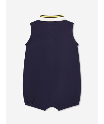 Palm Angels Baby Boys PA Sleeveless Polo Romper in Navy paiement sécurisé