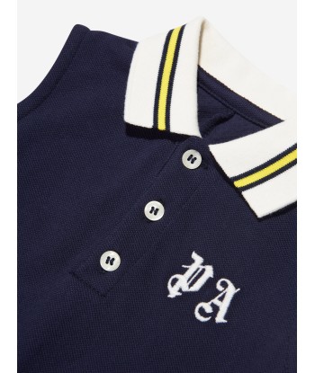 Palm Angels Baby Boys PA Sleeveless Polo Romper in Navy paiement sécurisé