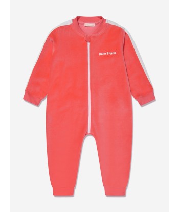 Palm Angels Baby Girls Logo Track Romper in Coral pas cher 