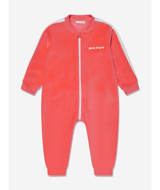 Palm Angels Baby Girls Logo Track Romper in Coral pas cher 