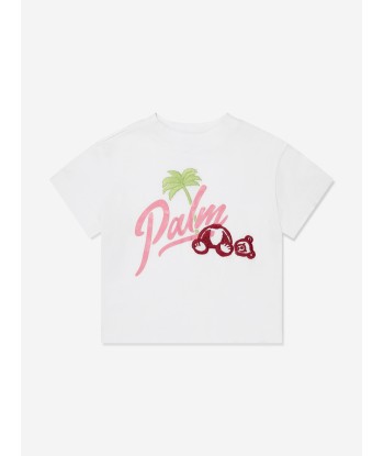 Palm Angels Girls Embroidered Palm Bear T-Shirt in White français