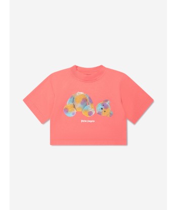 Palm Angels Girls Pop PA Bear Cropped T-Shirt in Pink 2023