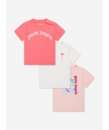 Palm Angels Baby Girls PA 3 Pack T-Shirt Set in Pink Faites des économies