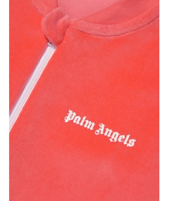 Palm Angels Baby Girls Logo Track Romper in Coral pas cher 