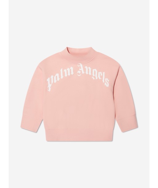 Palm Angels Girls Classic Curved Logo Sweatshirt in Pink JUSQU'A -70%! 