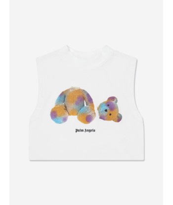 Palm Angels Girls POP PA Bear Tank Top in White d'Europe débarque