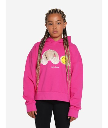 Palm Angels Girls PA Smiley Bear Hoodie in Pink Amélioration de cerveau avec