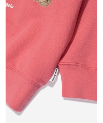 Palm Angels Girls PA Smiley Bear Sweatshirt in Coral la livraison gratuite