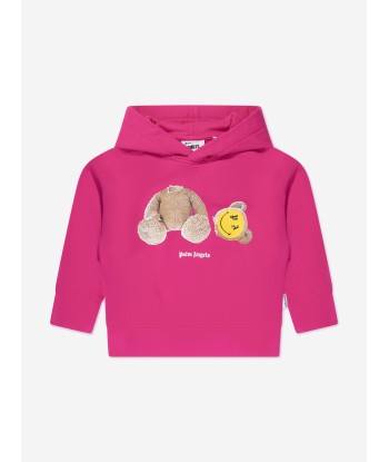 Palm Angels Girls PA Smiley Bear Hoodie in Pink Amélioration de cerveau avec